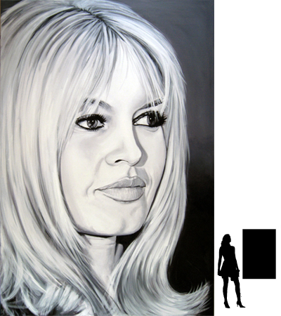 Brigitte Bardot, olieverf op linnen, 80 x 120 cm., 1000,- incl. lijst