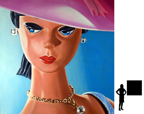 Barbie 1, olieverf op linnen, 100 x 100 cm.